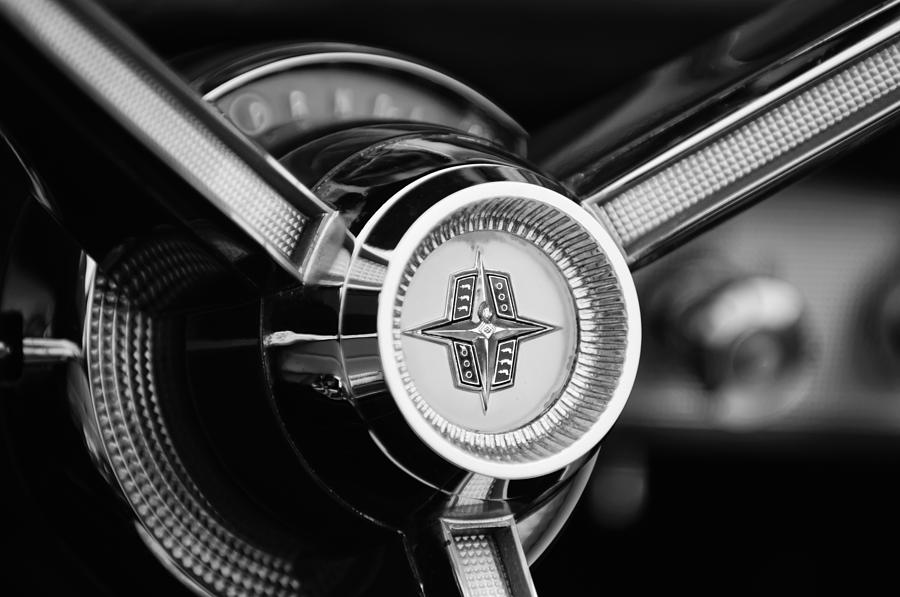 1956 Lincoln Continental Mark II Hess and Eisenhardt Convertible Steering Wheel Emblem Photograph by Jill Reger