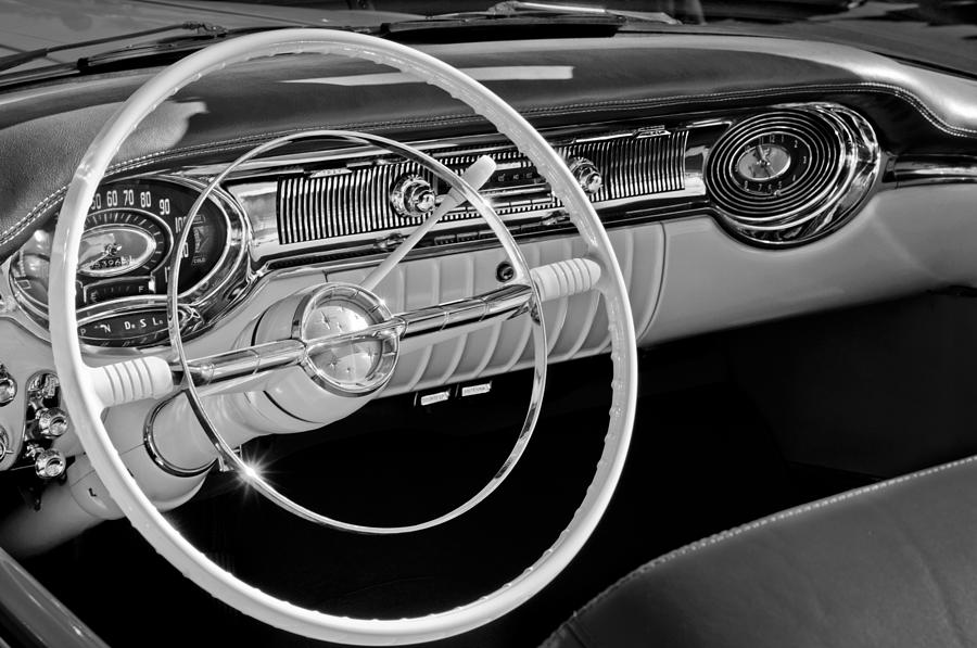 1956 Oldsmobile Starfire 98 Steering Wheel and Dashboard Photograph by Jill Reger
