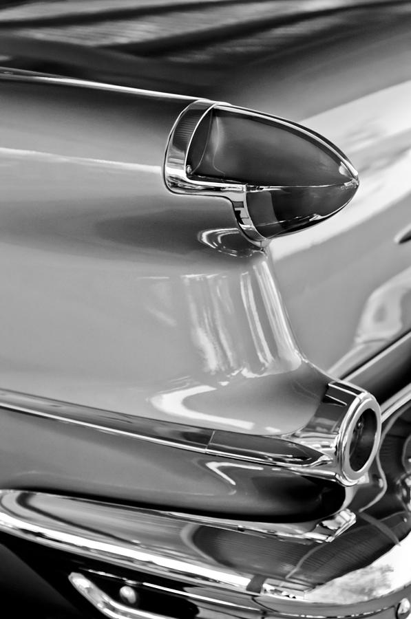 Black And White Photograph - 1956 Oldsmobile Taillight by Jill Reger