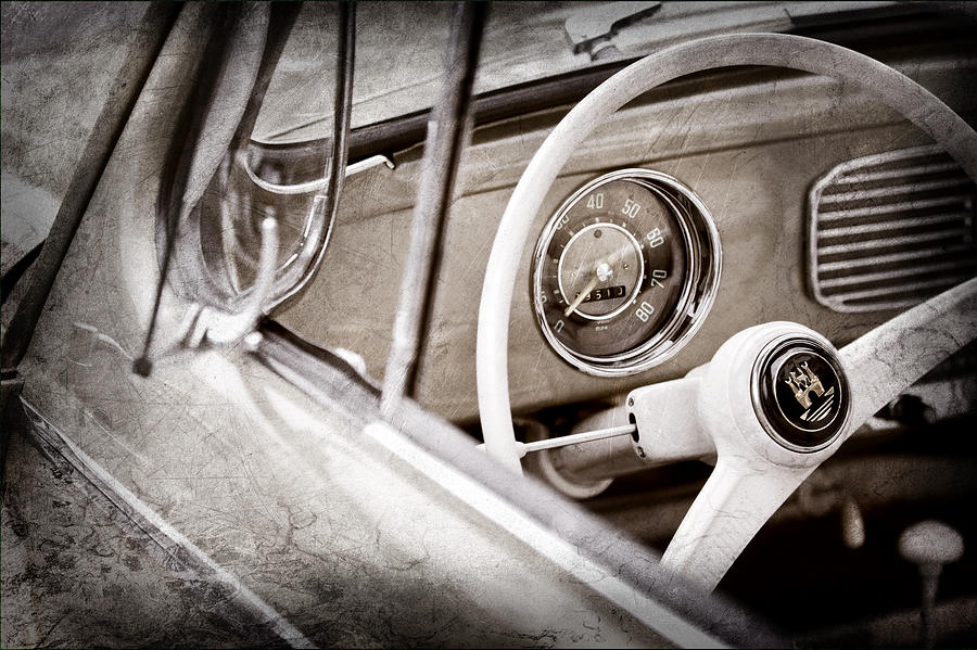 Car Photograph - 1956 Volkswagen VW Bug Steering Wheel by Jill Reger