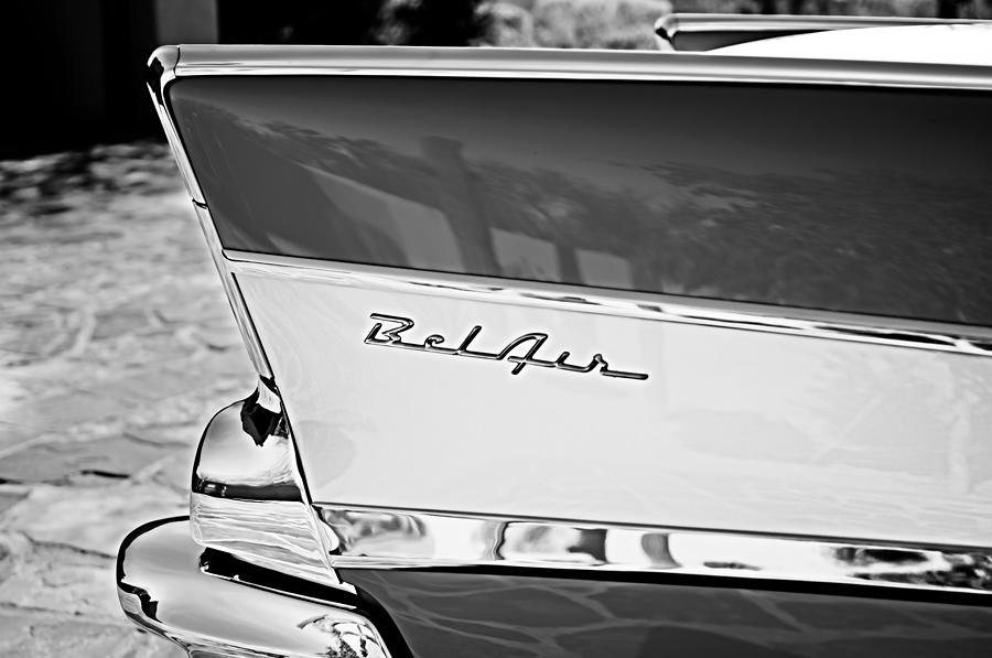 Car Photograph - 1957 Chevrolet Belair Rear Emblem by Jill Reger
