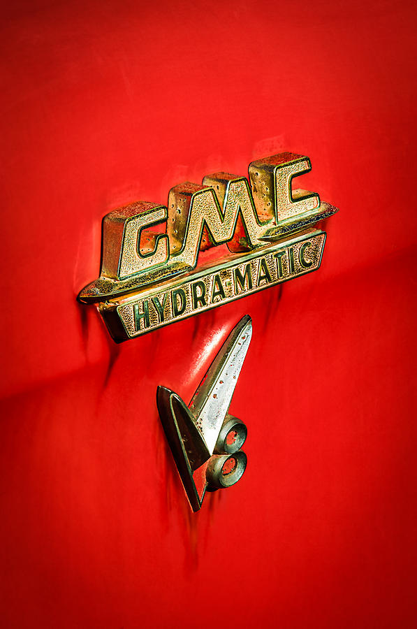 1957 GMC Hydramatic V8 Emblem Photograph by Jill Reger