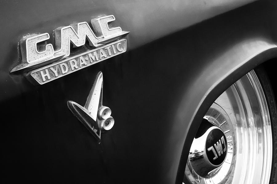 1957 GMC V8 Pickup Truck GMC Hydra-matic Emblem Photograph by Jill Reger
