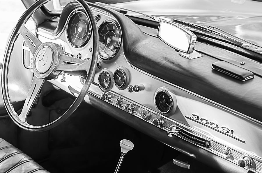 Transportation Photograph - 1957 Mercedes-Benz 300 SL Gullwing Steering Wheel Emblem by Jill Reger