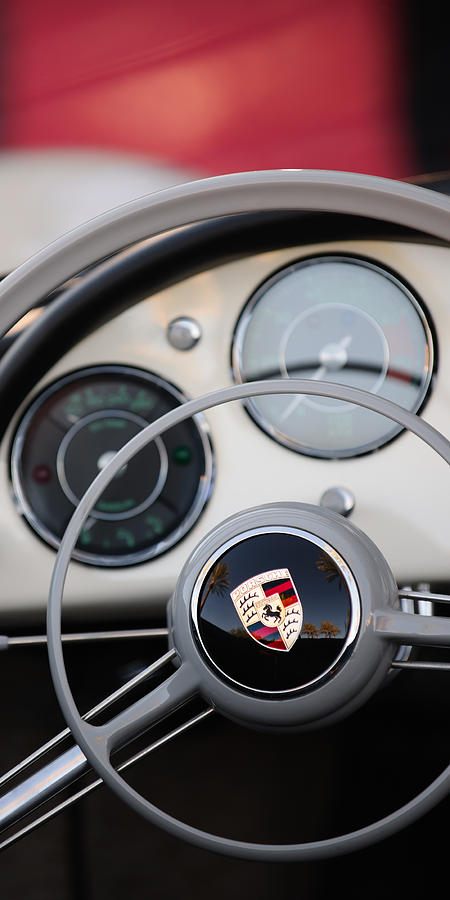 1957 Porsche 356 A Carrera 1500 GS Speedster Steering Wheel Emblem Photograph by Jill Reger