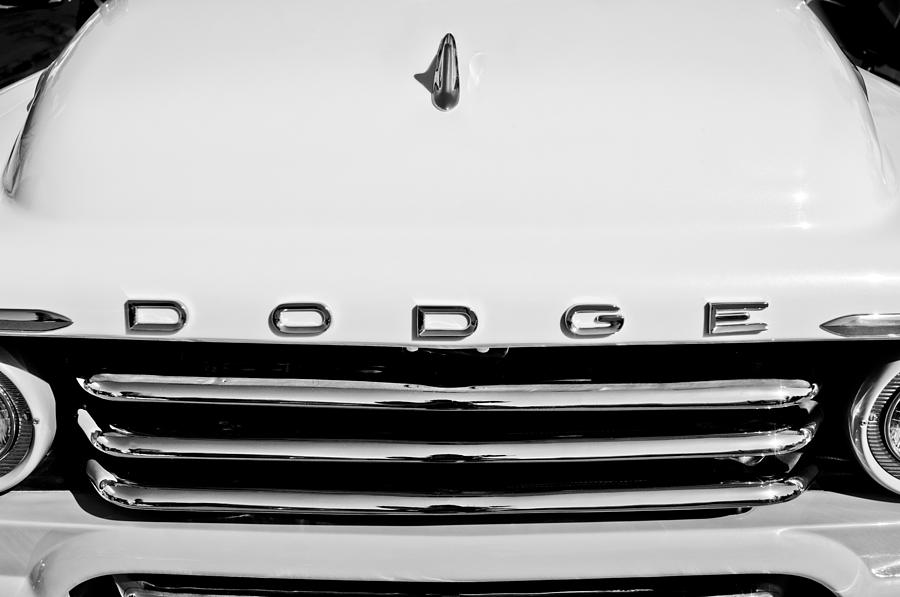 Black And White Photograph - 1958 Dodge Sweptside Truck Grille by Jill Reger