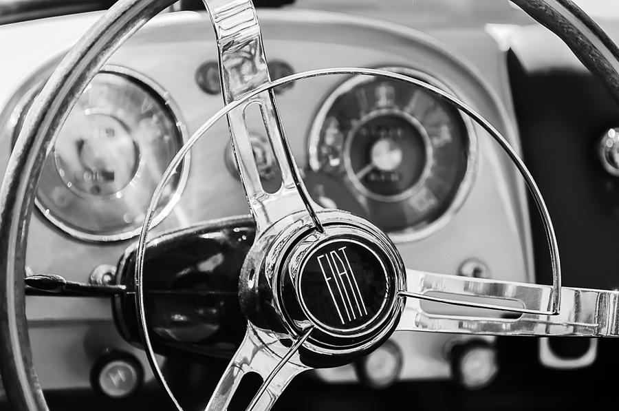 1958 Fiat 1200 TV Sportsman Roadster Steering Wheel Photograph by Jill Reger