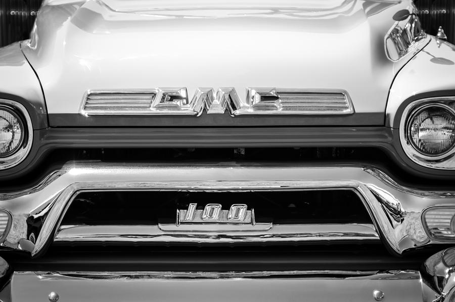 Car Photograph - 1958 GMC Series 101-S Pickup Truck Grille Emblem by Jill Reger