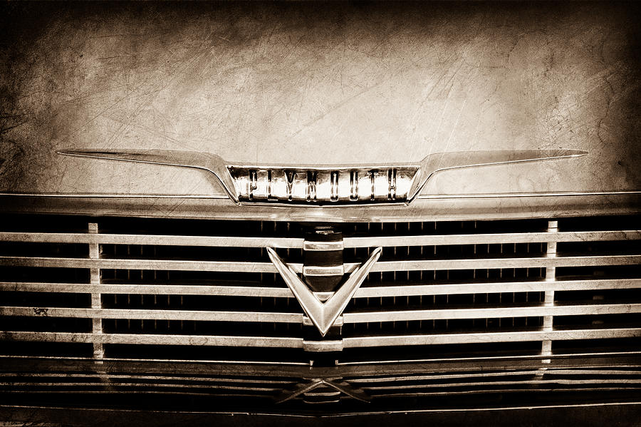 1958 Plymouth Belvedere Convertible Grille Emblem Photograph by Jill Reger