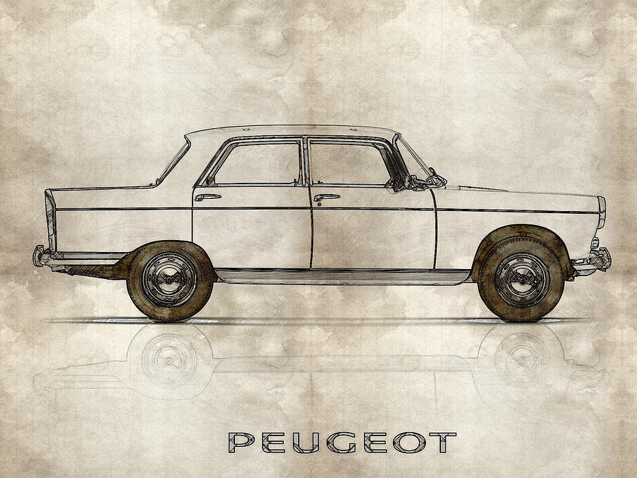 1960 Peugeot 404  Painting by Celestial Images