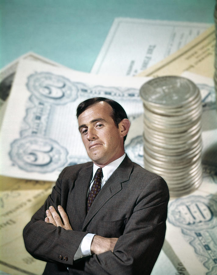 Portrait Photograph - 1960s Businessman Facial Expression by Vintage Images