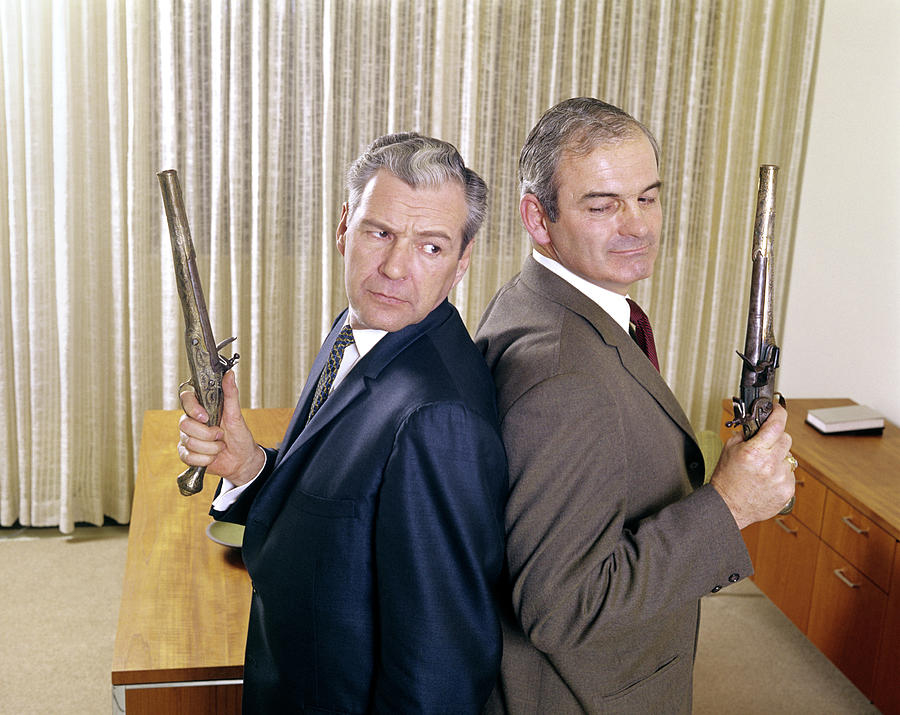 Vintage Photograph - 1960s Two Angry Middle Aged Business by Vintage Images