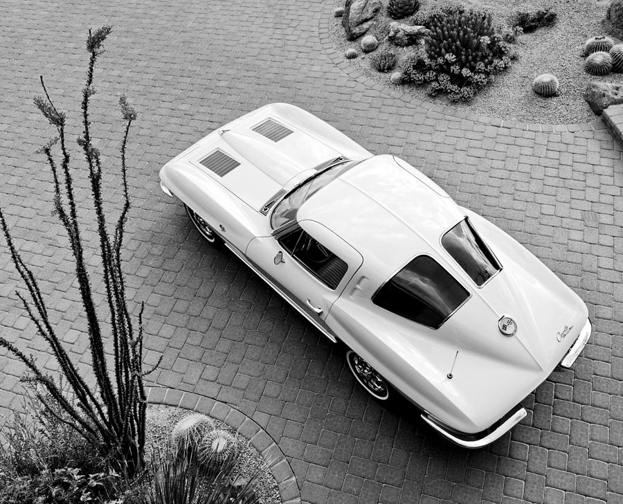1963 Chevrolet Corvette Split Window -440bw Photograph by Jill Reger