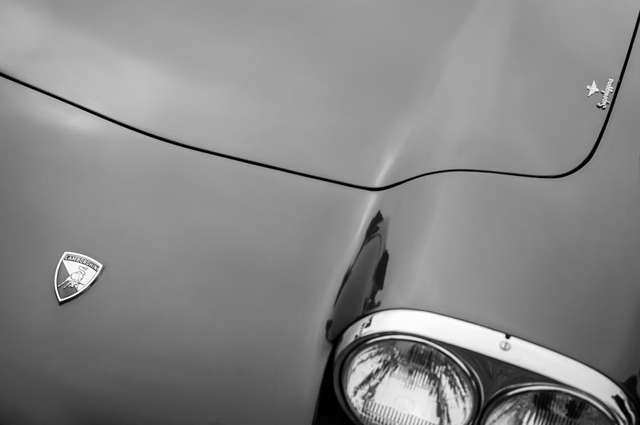 1964 Lamborghini 350 GT Touring Coupe Hood Emblem #2 Photograph by Jill Reger