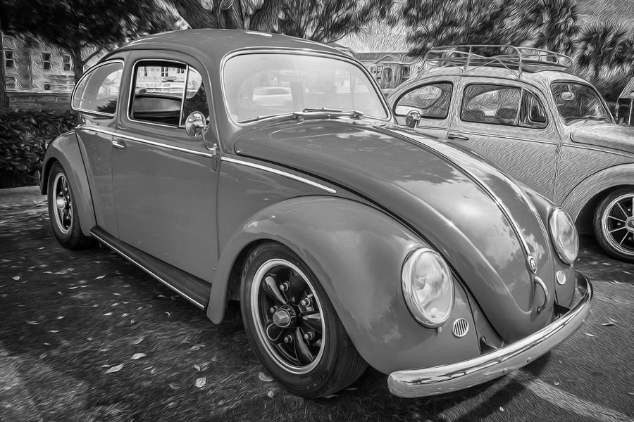 1964 Volkswagen Beetle VW Bug  BW  Photograph by Rich Franco