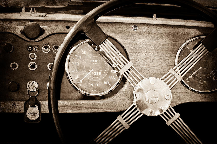 1965 Morgan Plus 4 Steering Wheel Photograph by Jill Reger