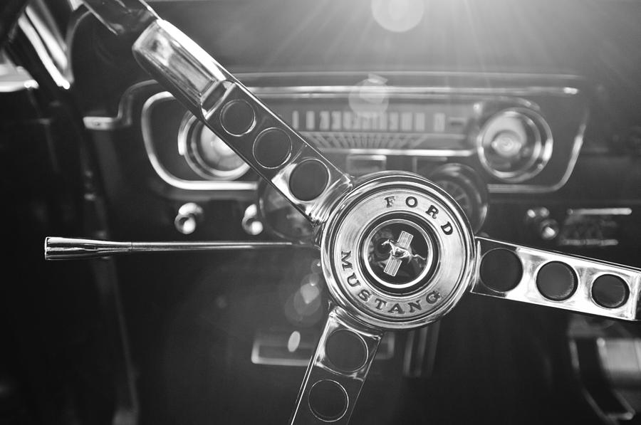 1965 Shelby prototype Ford Mustang Steering Wheel Emblem #4 Photograph by Jill Reger