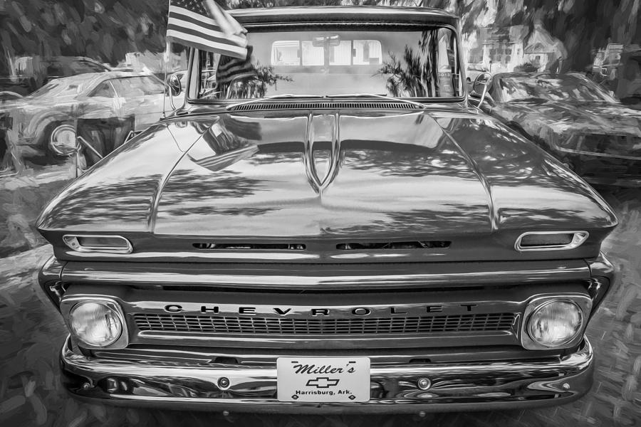 Vintage Photograph - 1966 Chevy C10 Pick Up Truck Painted BW by Rich Franco
