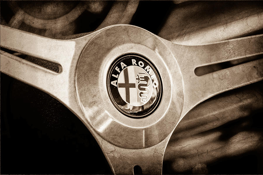 1967 Alfa Romeo Giulia Super Steering Wheel Emblem Photograph by Jill Reger