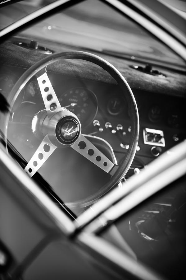 Car Photograph - 1967 Maserati Ghibi Steering Wheel Emblem by Jill Reger