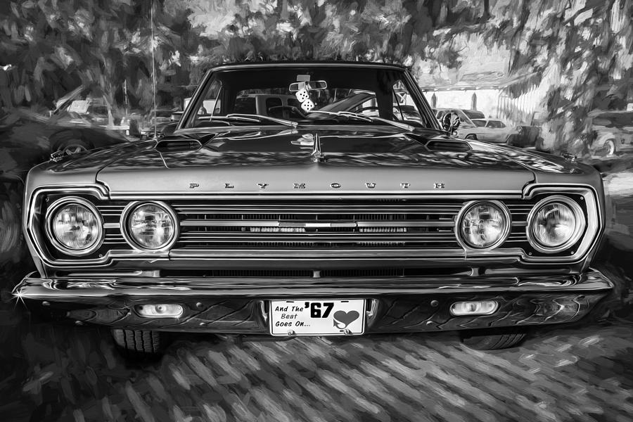 1967 Plymouth Belvedere GTX 440 Painted BW Photograph by Rich Franco