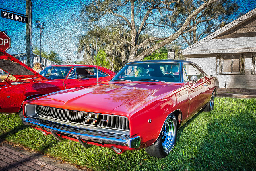 1968 Dodge Charger the Bullit Car Painted Photograph by Rich Franco
