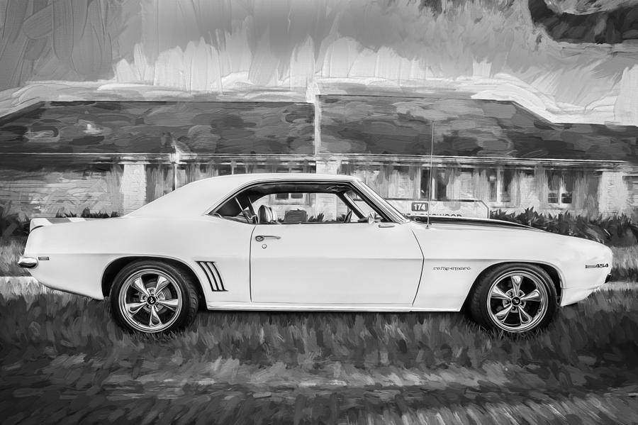 1969 Chevy Camaro RS Painted BW   Photograph by Rich Franco