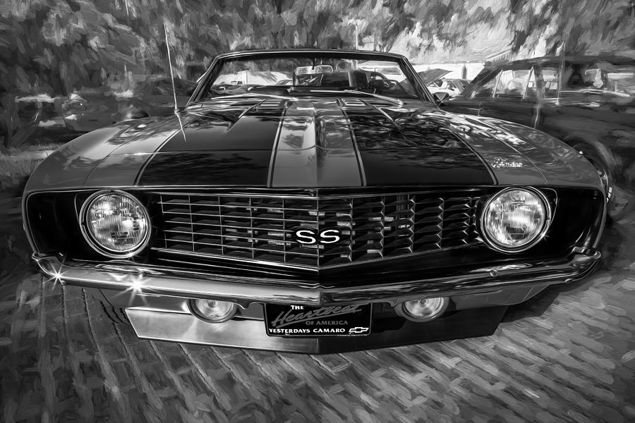 1969 Chevy Camaro SS Painted BW Photograph by Rich Franco