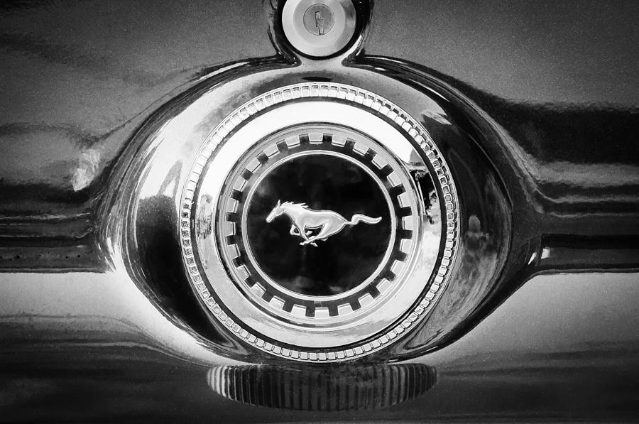 Black And White Photograph - 1969 Ford Mustang 302 Emblem by Jill Reger