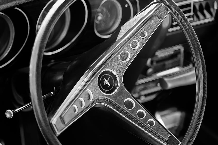 1969 Ford Mustang Mach 1 Steering Wheel Emblem Photograph by Jill Reger