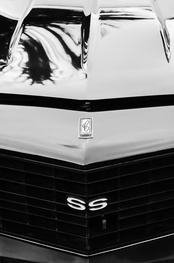 Car Photograph - 1970 Chevrolet Camaro Pro Touring Grille - Hood Emblems by Jill Reger