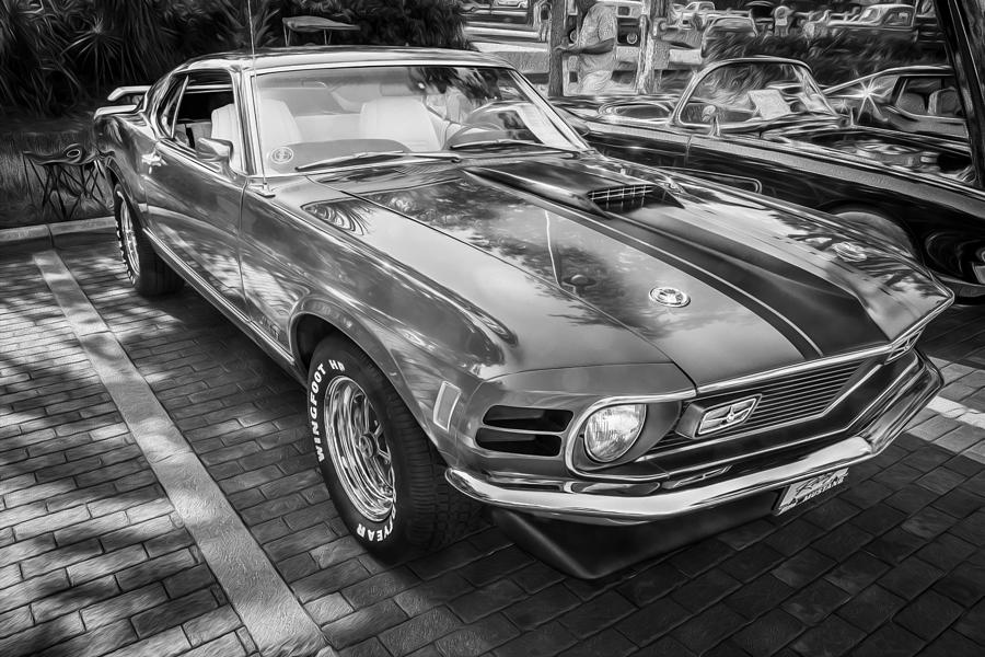1970 Ford Mustang Mach 1 Painted BW   Photograph by Rich Franco