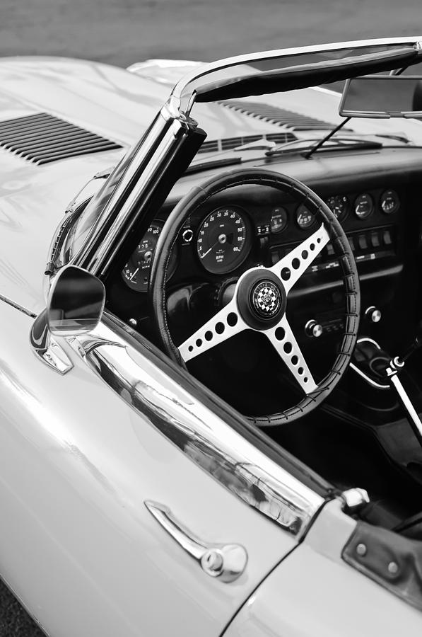 Car Photograph - 1970 Jaguar Xk Type-e Steering Wheel by Jill Reger