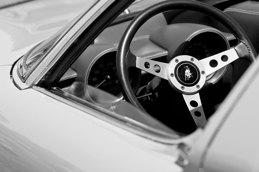 1970 Lamborghini Miura S Steering Wheel Emblem Photograph by Jill Reger