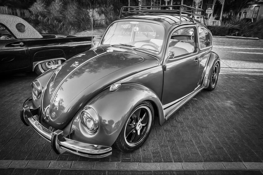 1971 Volkswagen Beetle Painted BW  Photograph by Rich Franco