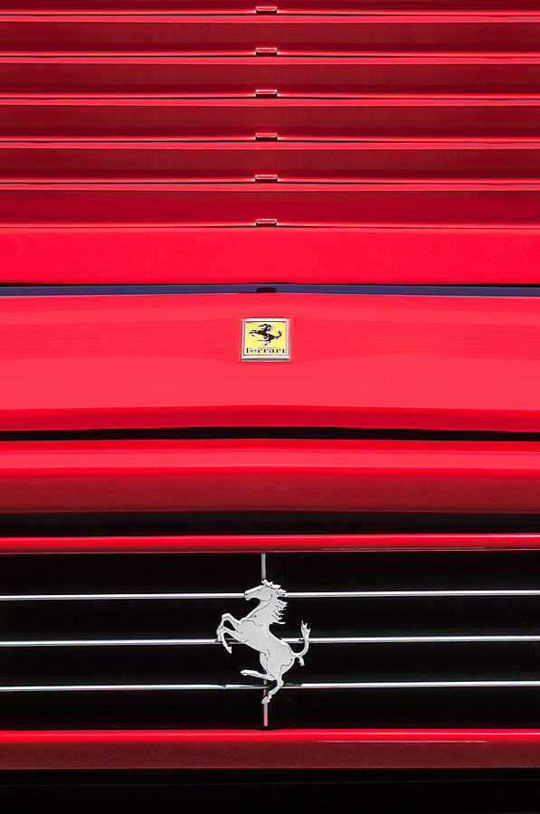 Car Photograph - 1989 Ferrari 329 GTS Grille Emblem by Jill Reger