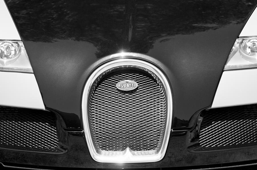 2008 Bugatti Veyron Grille Emblem -1288BW Photograph by Jill Reger