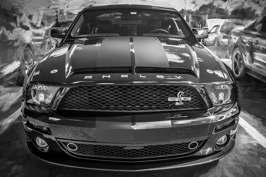 2008 Ford Shelby Mustang GT500 KR Painted BW  #1 Photograph by Rich Franco