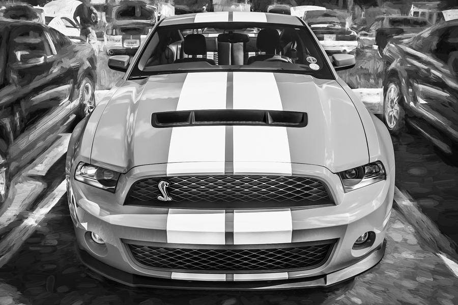 2010 Ford Shelby Mustang GT500 Painted BW #1 Photograph by Rich Franco