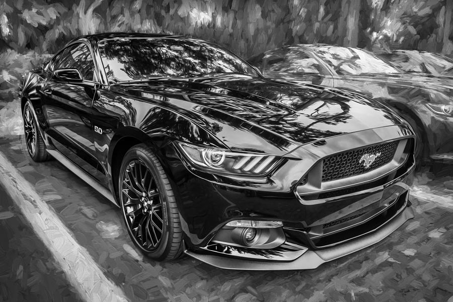 2015 Ford Mustang Photograph - 2015 Ford Mustang GT Painted BW      by Rich Franco