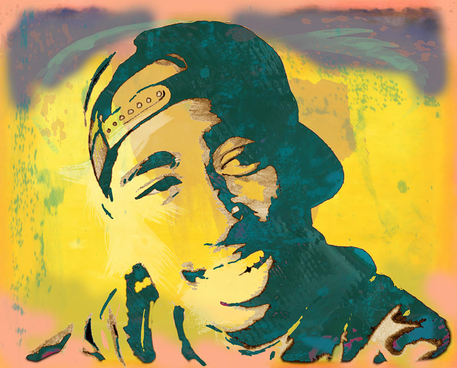 1996 Drawing - 2pac Tupac Shakur stylised pop art poster #1 by Kim Wang