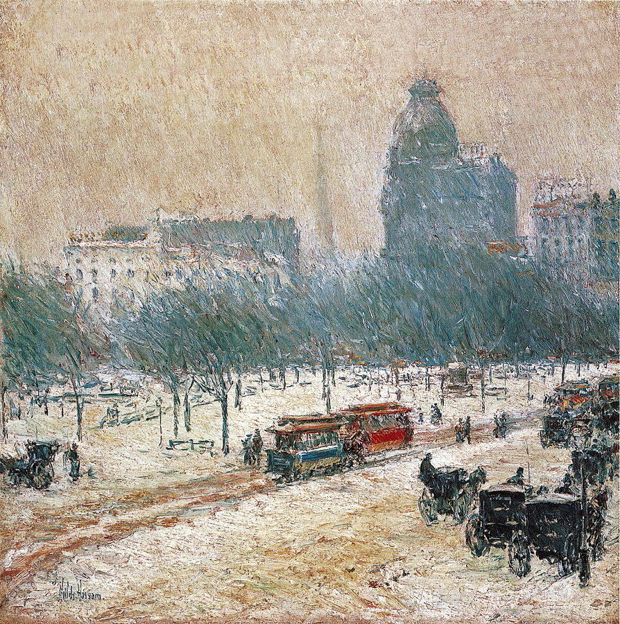 Childe Hassam Photograph - Winter in Union Square #1 by Childe Hassam