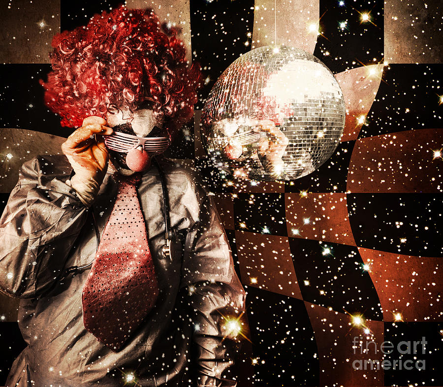 70s DJ clown spinning a nightclub turntable Photograph by Jorgo Photography