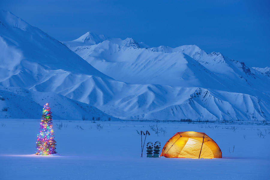 Winter Photograph - A Backpacking Tent Lit Up At Twilight #1 by Kevin Smith