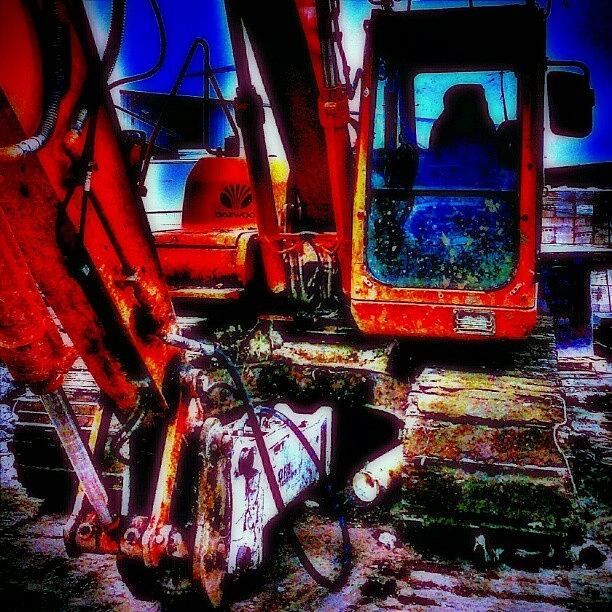 Hdr Photograph - A Digger At Work #1 by Chris Drake