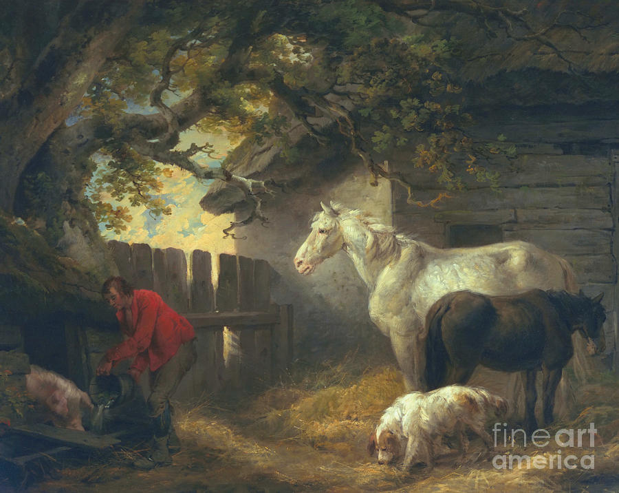 Farm Painting - A farmyard, 1792 by George Morland