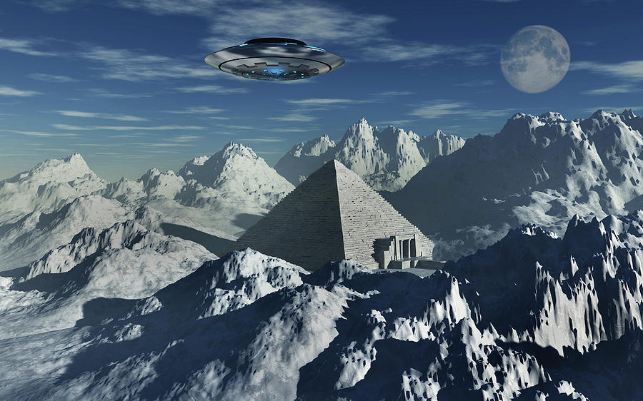 A Flying Saucer Hovering Over A Pyramid Photograph by Mark Stevenson ...