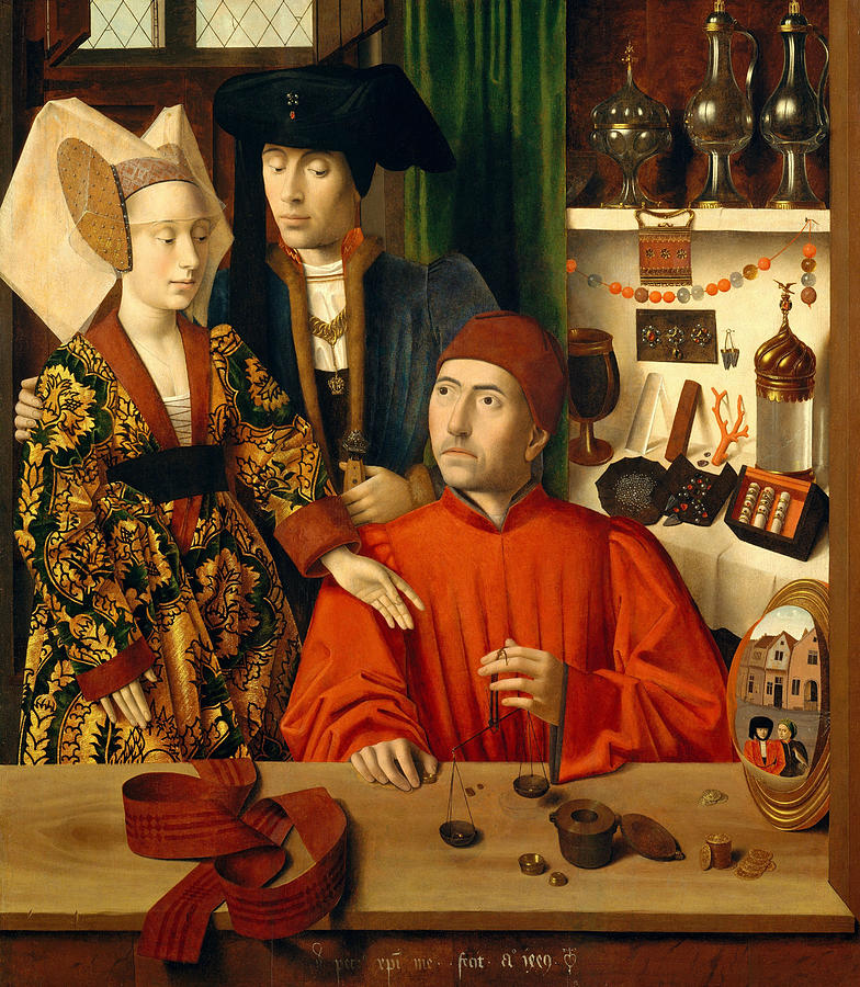 Petrus Christus Painting - A Goldsmith in his Shop #1 by Petrus Christus