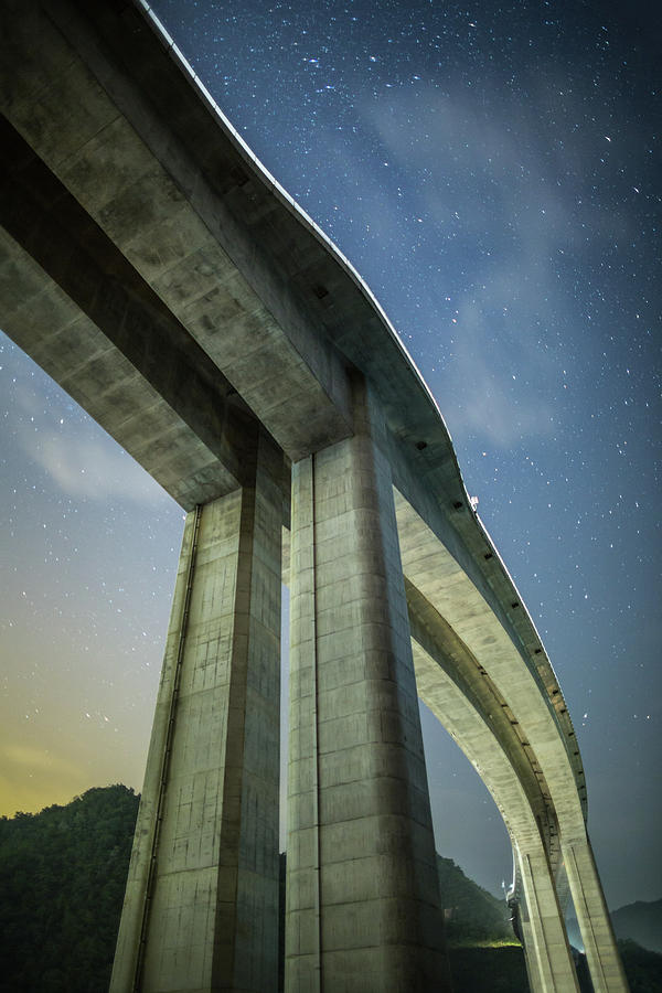 A Highway Bridge At Night #1 Photograph by Trevor Williams