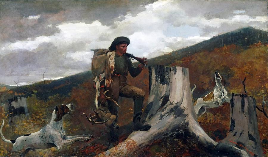 A Huntsman and Dogs Painting by Winslow Homer